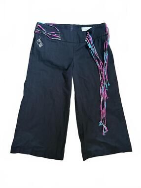 Y2K Baby Phat Capris Women’s Size 7 Black Wide-Leg Corset Lace-Up Waist